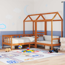 vidaXL Day Bed Set Wax Brown 90 x 200 cm Solid Pine Wood