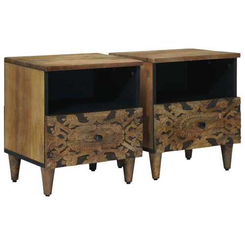 VidaXL vidaXL Bed cabinet 2 pcs Brown 40 x 33 x 46 cm Solid Mango Wood