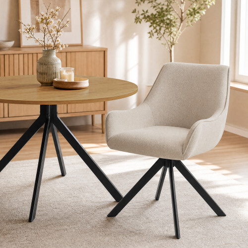 (Wild Oak) Round Dining Table, Kitchen Table for Dining Room - GOEURVANT 1