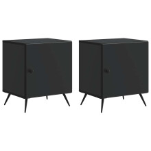 vidaXL Bedside Cabinet 2 pcs Black 43 x 34.5 x 50 cm Engineered Wood