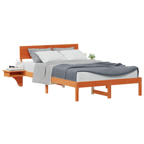 VidaXL vidaXL Bed Frame with Headboard Wax Brown 120 x 190 cm Solid Pine Wood 1