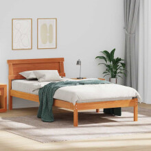 vidaXL Bed Frame with Headboard Wax Brown 75 x 190 cm Solid Pine Wood