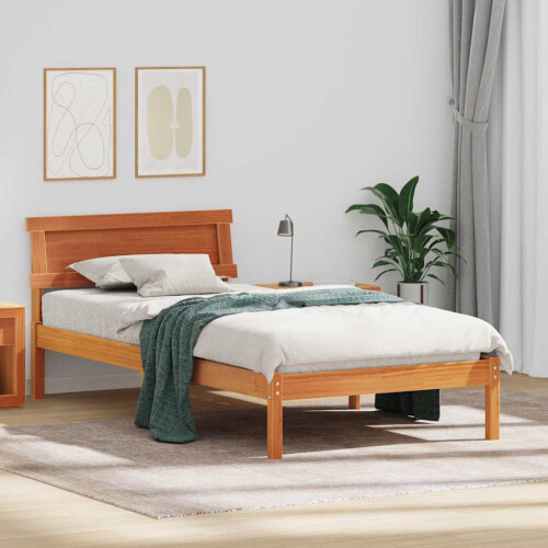VidaXL vidaXL Bed Frame with Headboard Wax Brown 75 x 190 cm Solid Pine Wood