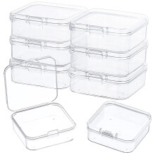 Clear Plastic Beads Storage Containers Box Storage Containers with Hinged Lid Bead Storage Box for Coins,8 Pcs