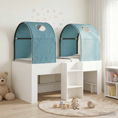 VidaXL vidaXL Bed with Tunnel 4 pcs White and Light Blue Engineered Wood