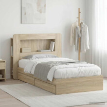 vidaXL Bed Frame with Storage Sonoma Oak 75 x 190 cm Engineered Wood