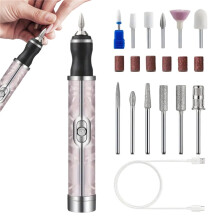(Pinkk) Electric Nail Drill Electric Nail File 4-Speed Rechargeable Pedicure Trimmer Nail Drill Kit Nail Polishing Tool Nail Care tool