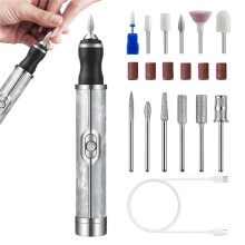 (Gray) Electric Nail Drill Electric Nail File 4-Speed Rechargeable Pedicure Trimmer Nail Drill Kit Nail Polishing Tool Nail Care tool