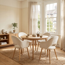 (Ivory, Set of 2) Velvet Dining Chairs with Arm Support, Modern Armchairs with Wood Legs for Kitchen, Home