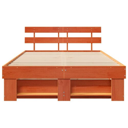VidaXL vidaXL Bed Frame with Headboard Wax Brown 120 x 200 cm Solid Pine Wood 2