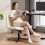 Armless Linen Office Chair, Cream, Height Adjustable 2