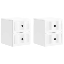 vidaXL Wall-Mounted Bedside Cabinet with Drawer 2 pcs High Gloss White