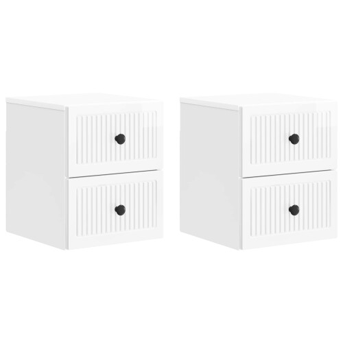 VidaXL vidaXL Wall-Mounted Bedside Cabinet with Drawer 2 pcs High Gloss White