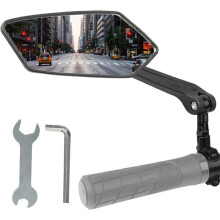 Left Bike Mirror, Adjustable 360 Degree HD Electric Scooter Mirror, Fits 20 to 24 mm Handlebars