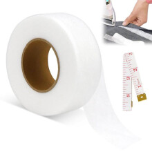Iron-On Hemming Tape for Clothing, White, 40mm x 64m, Seamless Hem Adhesive for Curtains and Fabrics, Sewing Accessory