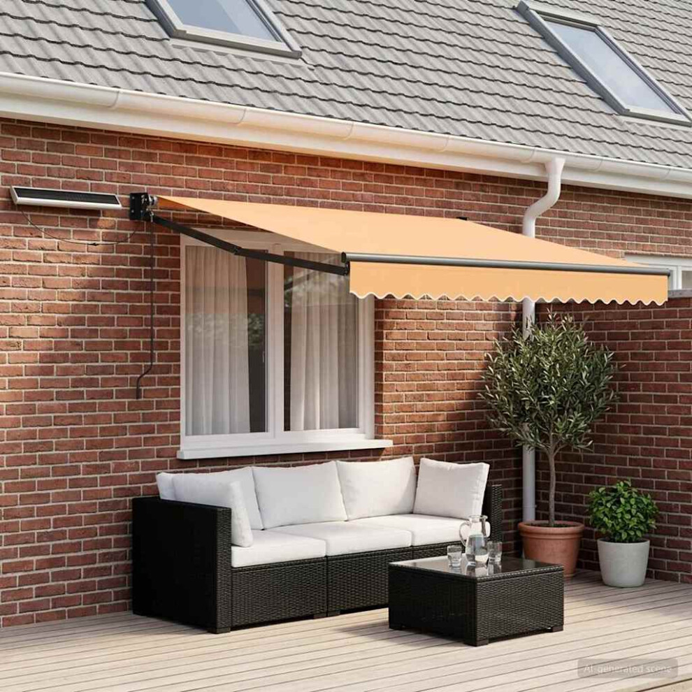 Vidaxl Electric Retractable Awning Sand 100% Polyester And Aluminium