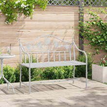 vidaXL Garden Bench Antique White 104 x 52.5 x 89 cm Steel