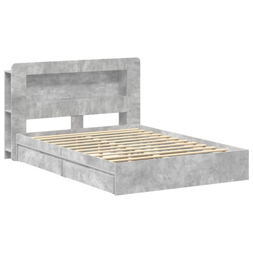 VidaXL vidaXL Bed Frame with Storage with Drawer Concrete Grey 150 x 200 cm 2