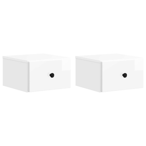 VidaXL vidaXL Wall-Mounted Bedside Cabinet with Drawer 2 pcs High Gloss White