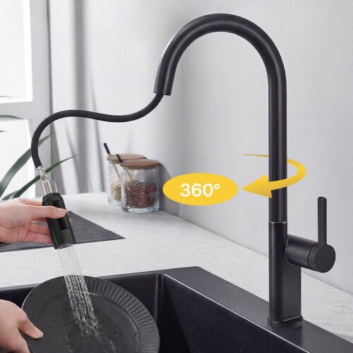 Living And Home Pull-out Sprayer Retractable Kitchen Faucet with 3 Modes 2