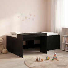 vidaXL Kids'High Bed Frame with Desk Black 75 x 190 cm