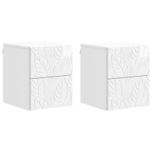 vidaXL Wall-Mounted Bedside Cabinet 2 pcs High Gloss White