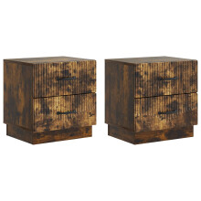vidaXL Bedside Cabinet 2 pcs Smoked Oak 43 x 34.5 x 44.5 cm