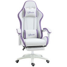 (Purple, Faux Leather) Gaming Chair with Footrest & Lumbar Support