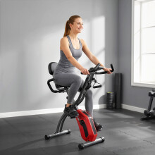 SPORTNOW 4-In-1 Folding Exercise Bike with Resistance Bands, Red