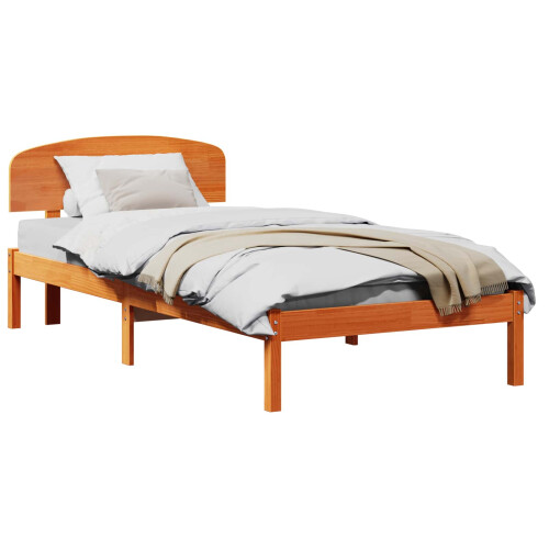 VidaXL vidaXL Bed Frame with Headboard Wax Brown 75 x 190 cm Solid Pine Wood 2