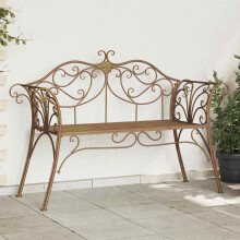 vidaXL Garden Bench 2-Seater 130 x 47 x 90 cm Steel Antique Brown