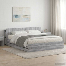 vidaXL Bed Frame with Storage Grey Sonoma 200 x 200 cm Engineered Wood