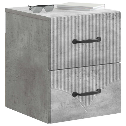 VidaXL vidaXL Wall-Mounted Bedside Cabinet with Drawer 2 pcs Concrete Grey 2