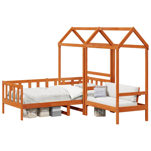 VidaXL vidaXL Day Bed Set 3 pcs Wax Brown Solid Pine Wood 2