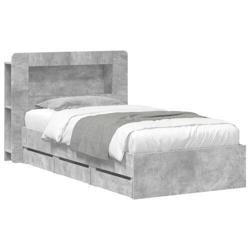 VidaXL vidaXL Bed Frame with Storage with Headboard Concrete Grey 90 x 190 cm 1