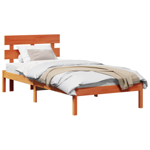 VidaXL vidaXL Bed Frame with Headboard Brown 75 x 190 cm Solid Pine wood 2