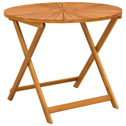 VidaXL vidaXL Folding Garden Table Natural Ø90 x 75 cm Solid Acacia Wood 2