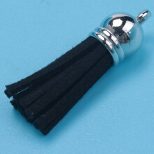 100Pcs Keychain Tassels Faux Suede Leather Tassel Pendants Keychain Decoration for DIY Crafts Making Supplies (Black)