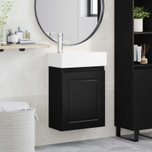vidaXL Bathroom Vanity Unit with Tap Black 45.5 x 22.5 x 84 cm