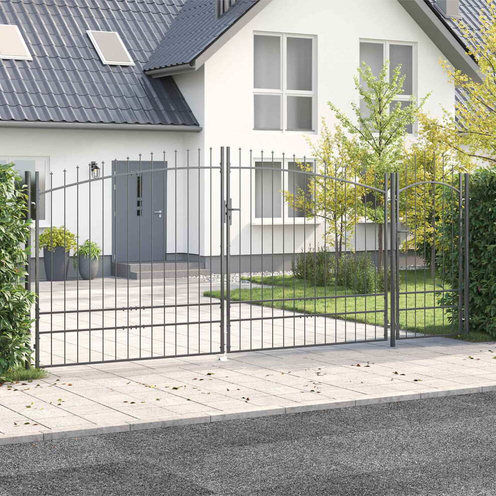 Vidaxl Garden Gate With Lock Woerden Grey 195 X 500 Cm Steel