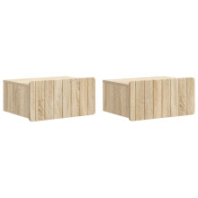 vidaXL Wall-Mounted Bedside Cabinet 2 pcs Sonoma Oak 49 x 34.5 x 24 cm