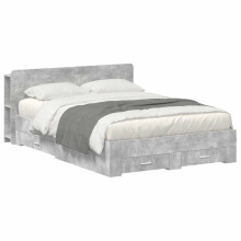 vidaXL Bed Frame with Storage Concrete Grey 160 x 200 cm