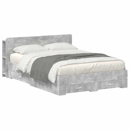 VidaXL vidaXL Bed Frame with Storage Concrete Grey 160 x 200 cm