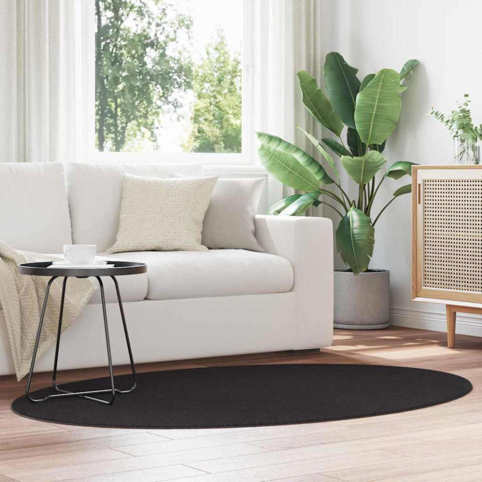 Vidaxl Area Rugs Oval Huarte Black 120 X 170 Cm 100% Polyester