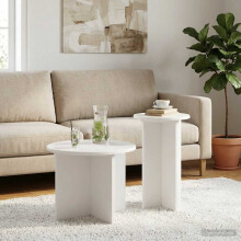 vidaXL Side Table Set with Storage 2 pcs White Engineered Wood