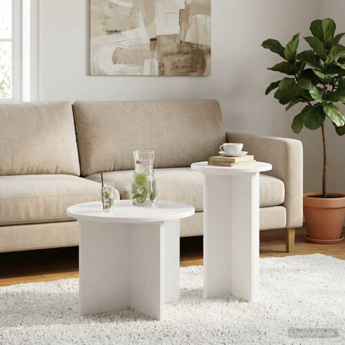 VidaXL vidaXL Side Table Set with Storage 2 pcs White Engineered Wood