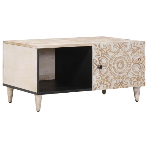 VidaXL vidaXL Coffee Table White 80 x 50 x 40 cm Solid Mango Wood
