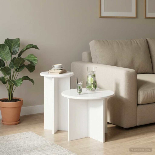 VidaXL vidaXL Side Table Set with Storage 2 pcs White Engineered Wood 2