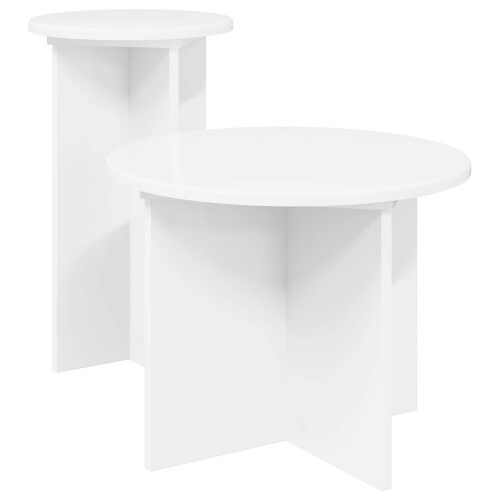 VidaXL vidaXL Side Table Set with Storage 2 pcs White Engineered Wood 1