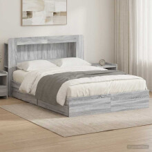vidaXL Bed Frame with Storage Grey Sonoma 160 x 200 cm Engineered Wood